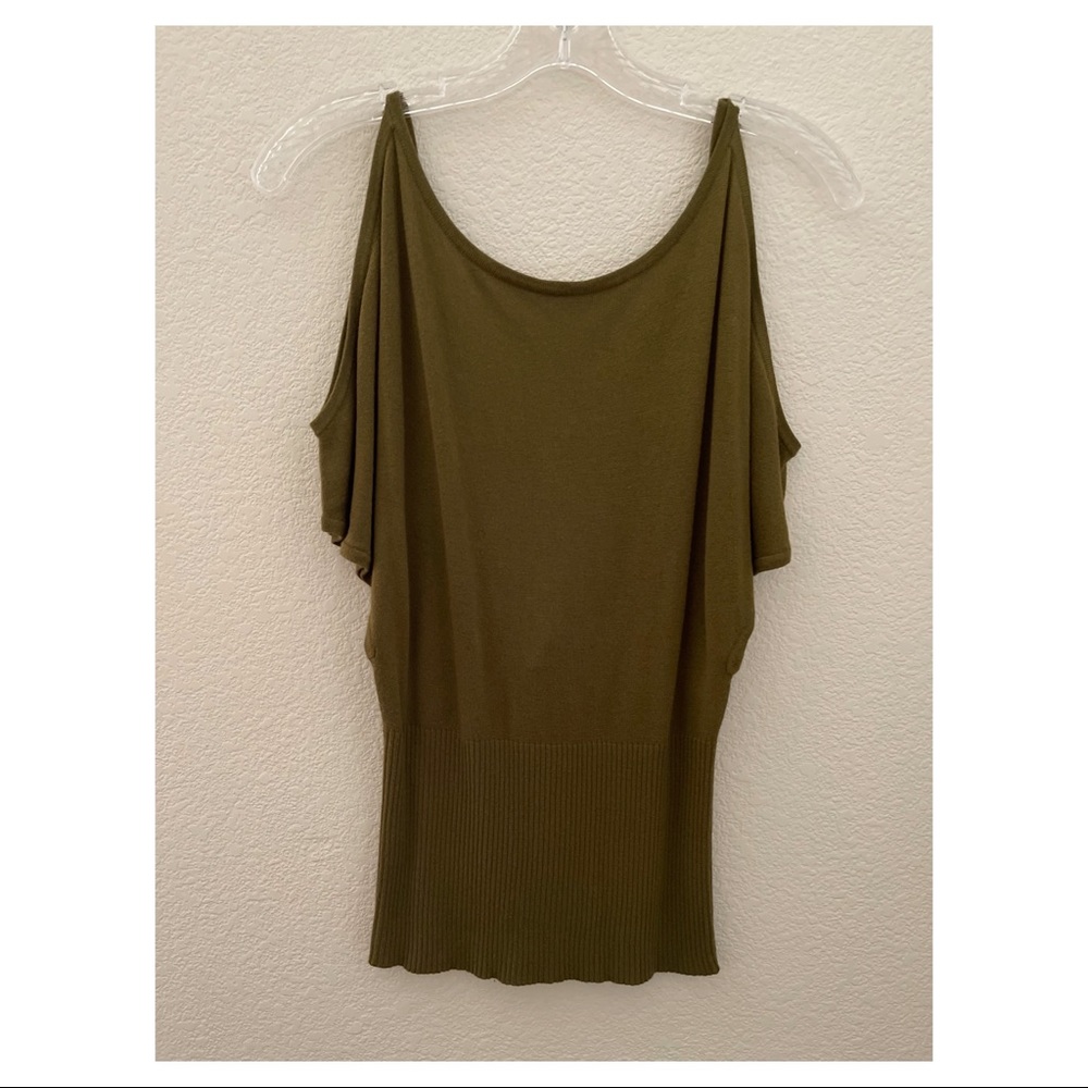 bebe Butterfly Sleeve Open Back Top Size S